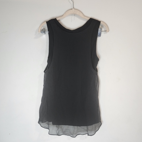 Drew Silk Overlay Black Sleeveless Layered Women XS Casual Basic Flowy Tank Top - Picture 8 of 8